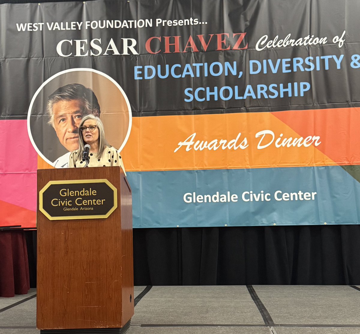 Heartfelt thanks <a href="/GovernorHobbs/">Governor Katie Hobbs</a> for attending the Cesar Chavez Scholarship Dinner. As the 1st Az Gov. to officially recognize March 31st as #CesarChavezDay, Gov. Hobbs continues to honor his profound legacy. Your dedication to celebrating Chavez's contributions inspires us all.