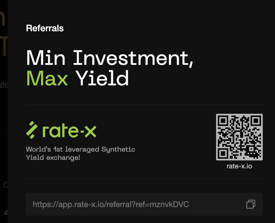 aleph1310k's tweet image. RateX, World’s 1st leveraged Synthetic Yield exchange. Click my invitation link and enjoy the thrill of trading together! app.rate-x.io/referral?ref=m… 

RateX airdrop referral