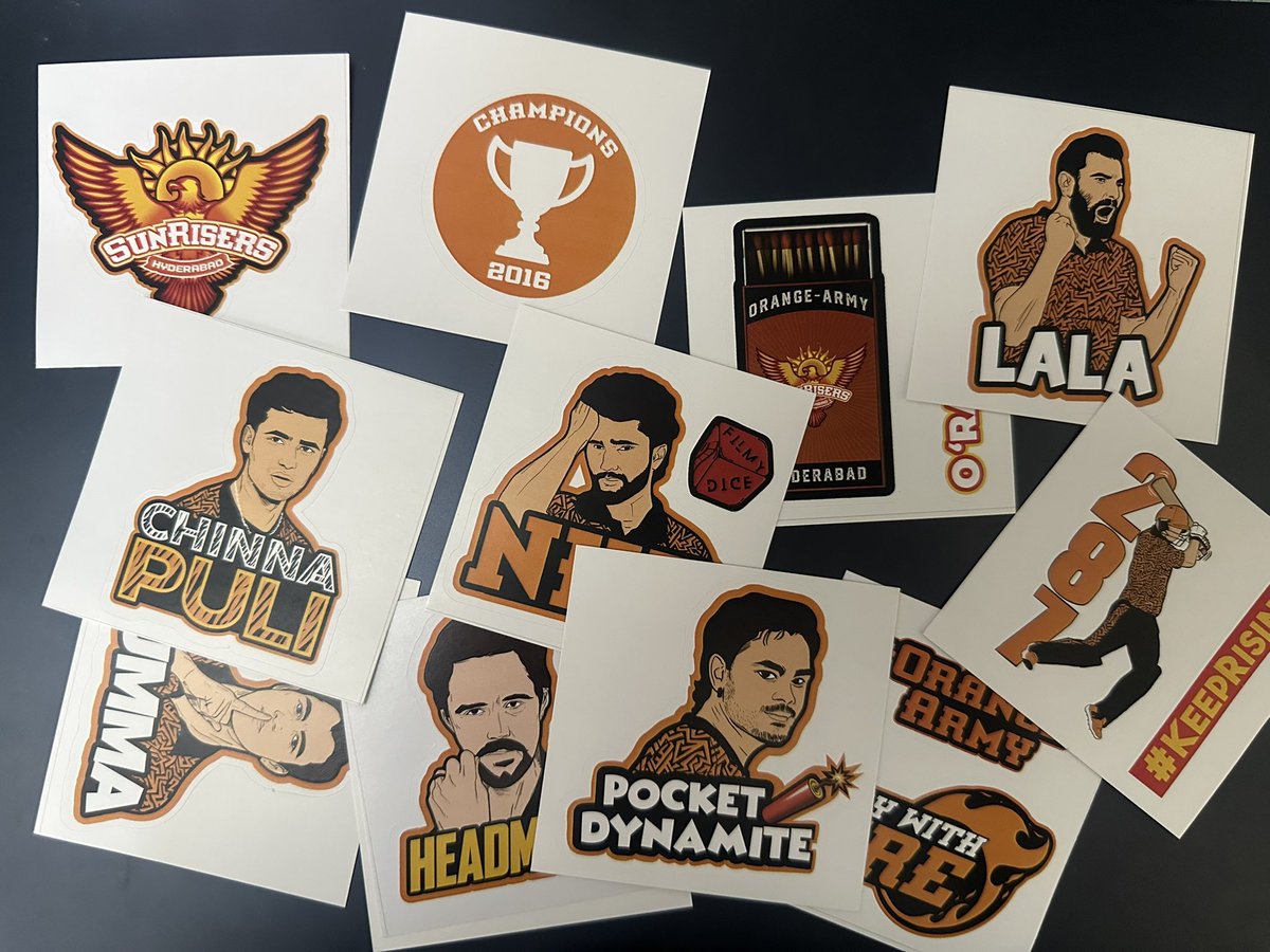 ManishSRH's tweet photo. Got this sticker pack from @dicefilmy with my own money, they are good but slightly overpriced but it’s fine. This is a unique item which I found on Sunrisers. So, I just wanted you people to know if you wanna try. I will only tell you if I see the product.
#Unsponsored https://t.co/xsS6Mtqe3Q