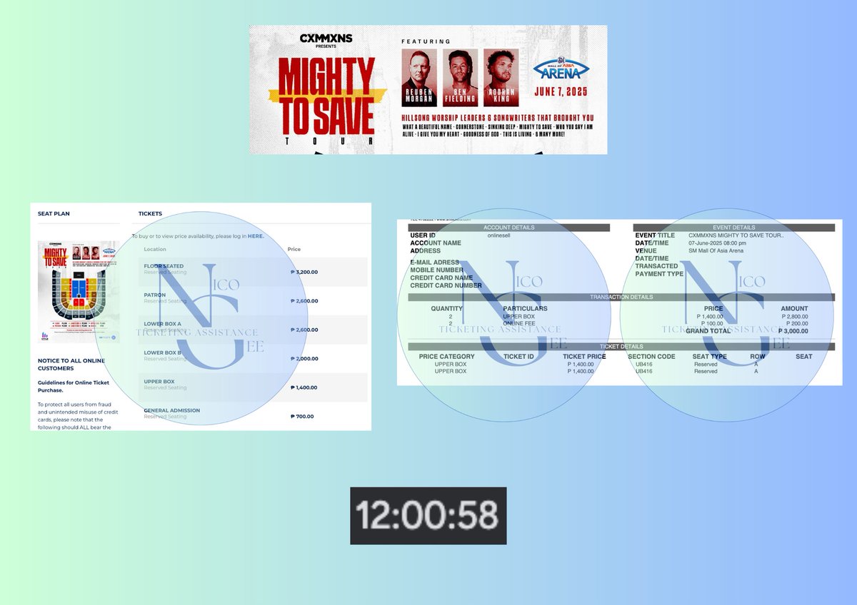NicoGee101's tweet photo. Inside in less than 1 minute! Secured ROW A
wts lfb tpa htb
FORM: https://t.co/t4OXs5lnf5
๐ขTicketing assistance / Pasabuy help to buy for The CXMMXNS:Mighty To Save tour is still open โจ
โ
Your own SM tickets account
#HillsongWorship #MightyToSaveTour #HillsongInManila2025 https://t.co/otEWA8zhFF