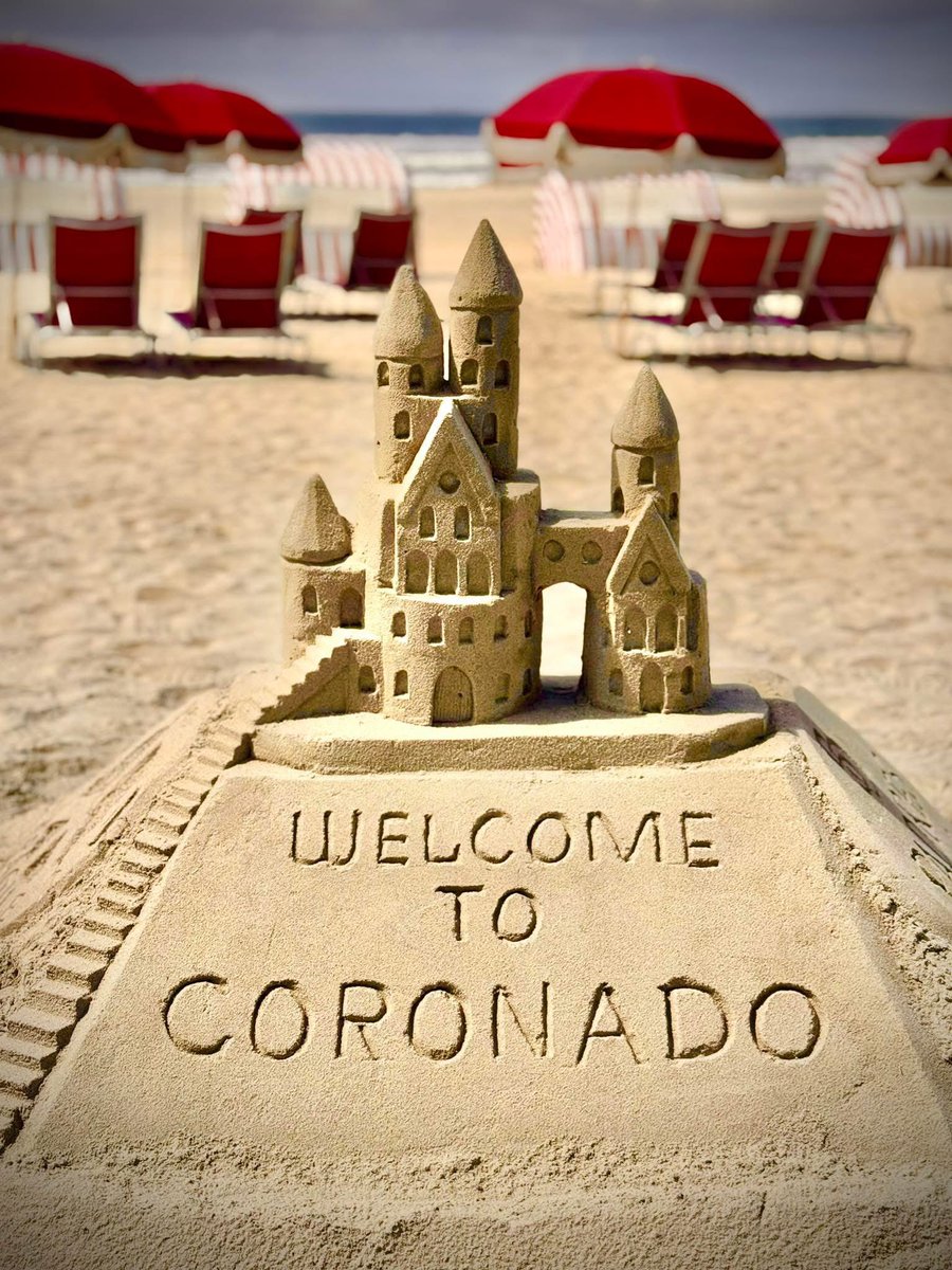 DiscCoronado's tweet photo. The Coronado Sandcastle Man with another masterpiece. Thanks to Mike Mortensen for snapping this! #beach https://t.co/KbKLs9JNGN