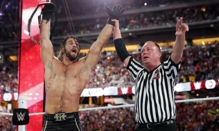 reigns_era's tweet image. Seth Rollins Heist of the Century is officially a decade old.