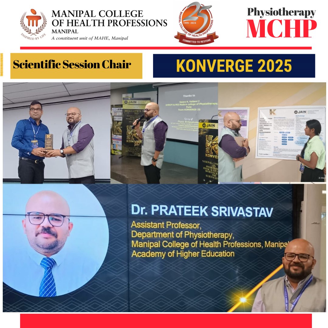 Physiotherapy MCHP (@ptmchp) on Twitter photo <a href="/PtMchp/">Physiotherapy MCHP</a> congratulates its faculty Dr. <a href="/prateek_physio/">prateek srivastav, PhD</a> for been invited to chair the scientific sessions and judge the poster competitions for KONVERGE 2025, hosted by JAIN University, Bengaluru on Mar 20-21, 2025. 🎉 Kudos Dr. Prateek!
<a href="/MAHE_Manipal/">Manipal Academy of Higher Education</a> <a href="/MCHP_MAHE/">MCHP</a> <a href="/Manikan19549593/">Manikandan N</a> <a href="/PtMchp/">Physiotherapy MCHP</a> congratulates its faculty Dr. <a href="/prateek_physio/">prateek srivastav, PhD</a> for been invited to chair the scientific sessions and judge the poster competitions for KONVERGE 2025, hosted by JAIN University, Bengaluru on Mar 20-21, 2025. 🎉 Kudos Dr. Prateek!
<a href="/MAHE_Manipal/">Manipal Academy of Higher Education</a> <a href="/MCHP_MAHE/">MCHP</a> <a href="/Manikan19549593/">Manikandan N</a>