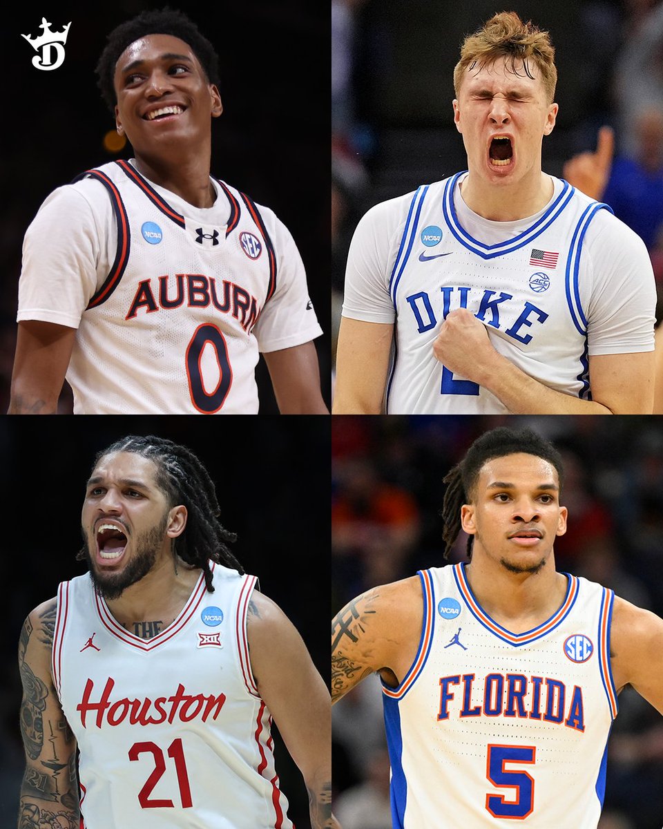 THE MEN'S ELITE 8 IS SET 🍿

(1) Auburn vs. (2) Michigan State
(1) Duke vs. (2) Alabama
(1) Houston vs. (2) Tennessee
(1) Florida vs. (3) Texas Tech