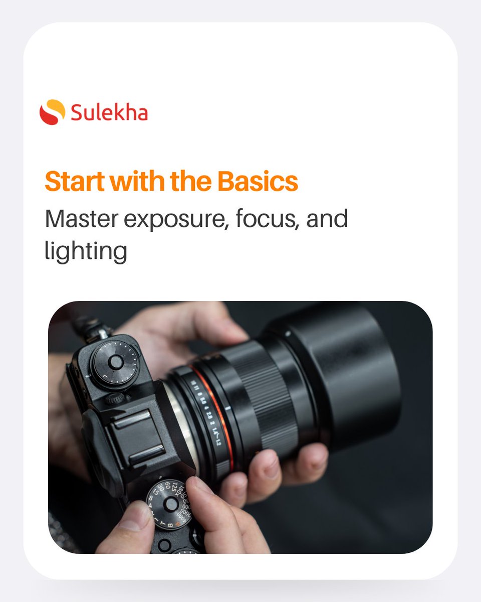 Sulekhadotcom's tweet image. Tips for aspiring photographers
Invest in good equipment 📸💡, practice key techniques &amp;amp; Experiment with different styles.

Connect with Experts from Sulekha for photography courses - tinyurl.com/m8r98v9c
#sulekha #sulekhahome #photographyservices #photographycourses