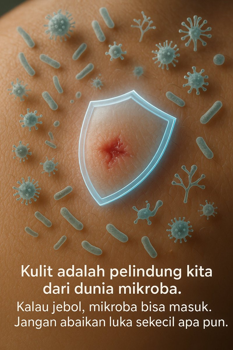 Tanpa kita sadar, kita itu hidup di dunia mikroba.

Bakteri, virus, dan jamur itu ada di mana-mana.

Mereka gak kelihatan, tapi setiap saat mencoba masuk ke tubuh kita.

Dan yang jadi benteng pertahanan pertama kita adalah... Kulit.