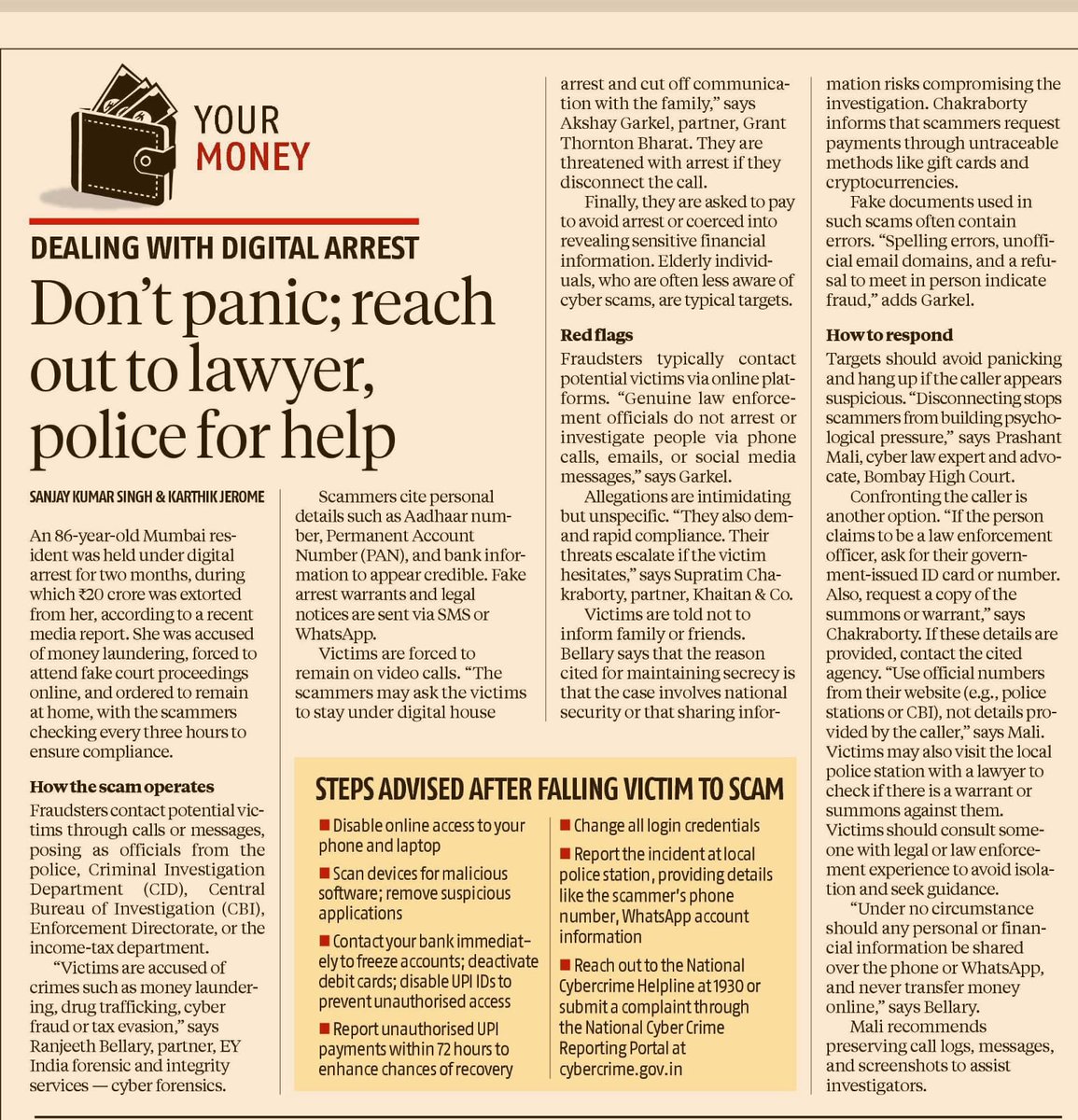 My article on how to handle “digital arrests”. Hope a lot of senior citizens (who are mostly targeted) read this. Please get the elderly in your family to read this: