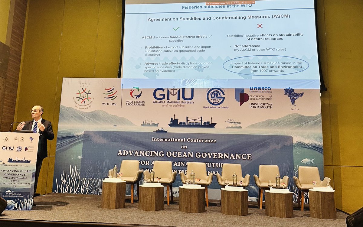 Opening the second day of our ⁦<a href="/ctil_india/">Centre for Trade & Investment Law</a>⁩ ⁦<a href="/SaielnIndia/">South Asia International Economic Law Network</a>⁩ ⁦<a href="/GMU_GANDHINAGAR/">Gujarat Maritime University</a>⁩ ⁦<a href="/gnluofficial/">Gujarat National Law University</a>⁩ ⁦<a href="/UNESCOChair_OG/">UNESCO Chair in Ocean Governance</a>⁩ conference with a brillant address by Andrea Mastromatteo Director of Rules ⁦<a href="/wto/">WTO</a>⁩ on #FisheriesSubsidies an issue affecting all🐠!