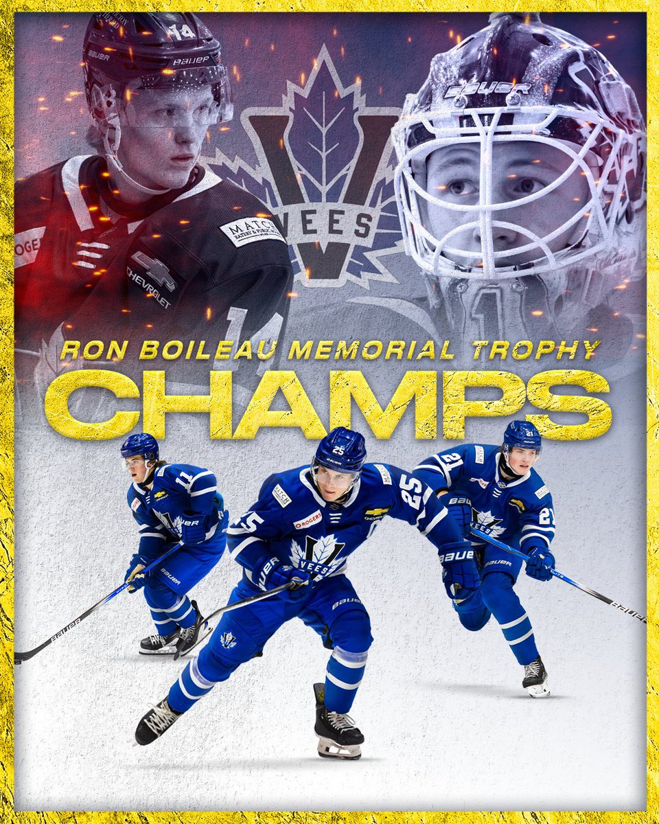 PentictonVees's tweet image. 🏆 CHAMPS  🏆

Eli McKamey scores twice as the Vees pick up a 5-2 win over Cranbrook to capture the 2025 Ron Boileau Memorial Trophy as BCHL Regular Season Champions! 

📸 @BCHockeyLeague