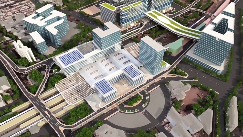 IndiaInfra02's tweet image. Surat Railway Station redevelopment construction update. It is being redeveloped as a multimodal transport hub connecting to Bus terminal and underground metro station too. (📹Developed Surat)