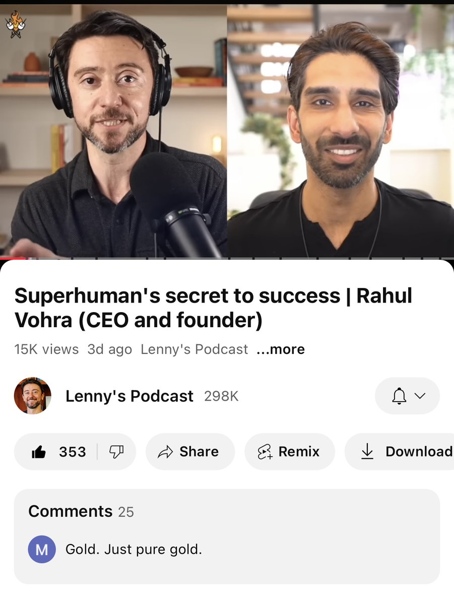 felixleezd's tweet photo. This is literally one of the best blueprints on how to design a phenomenal product.

Superhuman CEO @rahulvohra on mastering product-market fit and viral growth at @lennysan's podcast is pure gold.

Important lessons on Rahul's secret to success. https://t.co/f4QVlIEdlB