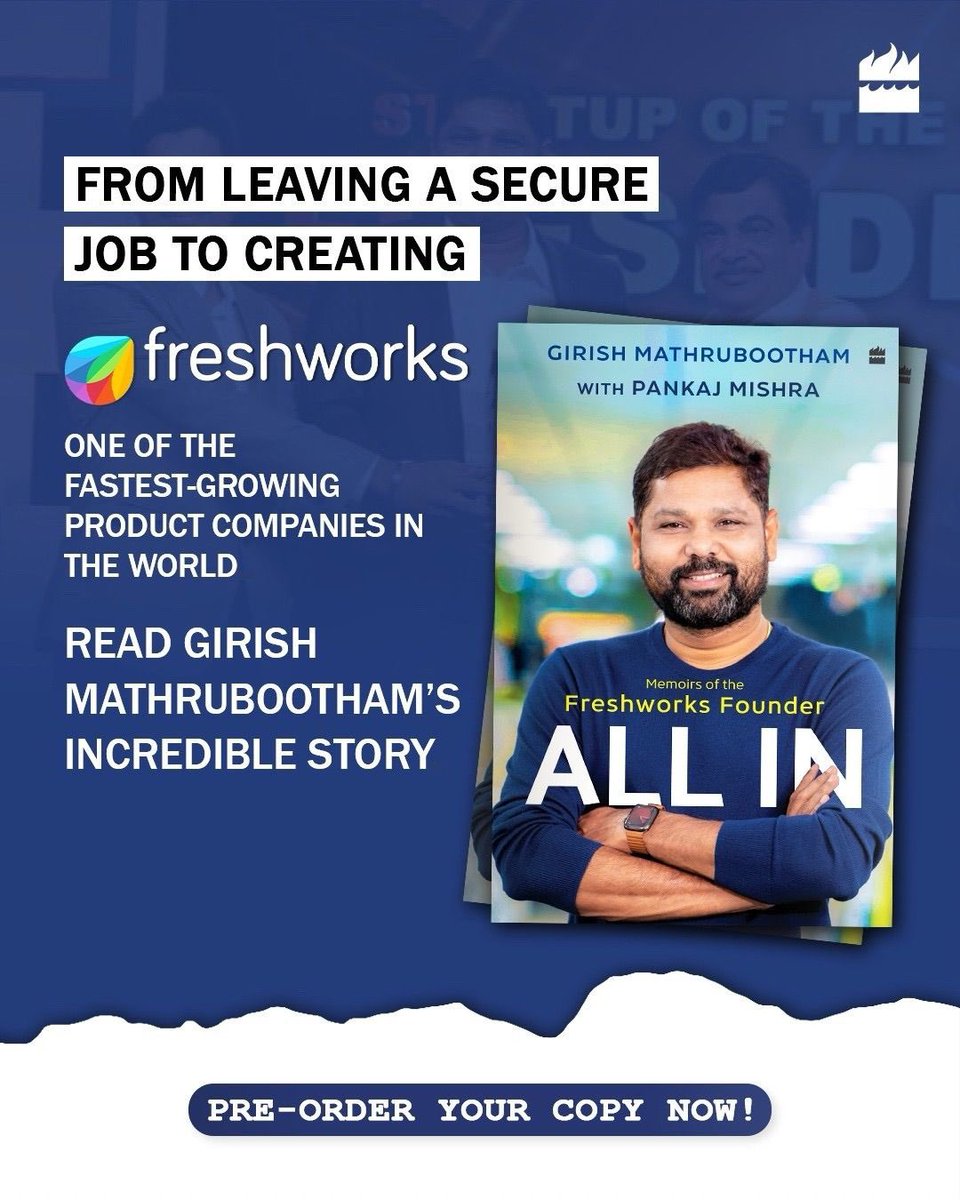 HarperCollins (@harpercollinsin) on Twitter photo All In by <a href="/mrgirish/">Girish Mathrubootham</a> and Pankaj Mishra is the story of a man who dared to risk it all. From leaving a comfortable job to creating a global product company, Girish shows how taking chances can lead to extraordinary success. This book is a powerful reminder that sometimes the All In by <a href="/mrgirish/">Girish Mathrubootham</a> and Pankaj Mishra is the story of a man who dared to risk it all. From leaving a comfortable job to creating a global product company, Girish shows how taking chances can lead to extraordinary success. This book is a powerful reminder that sometimes the