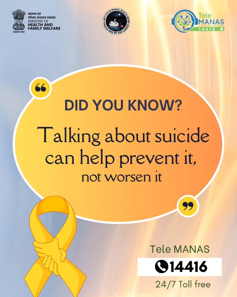 telemanasindore's tweet image. Talking about suicide is a step towards healing, not harm. Open conversations can save lives. Reach out, support each other, and break the silence.
#mentalhealthmatters #youarenotalone #distressed #anxietyhelp #depression  #StressRelief  #mentalillness