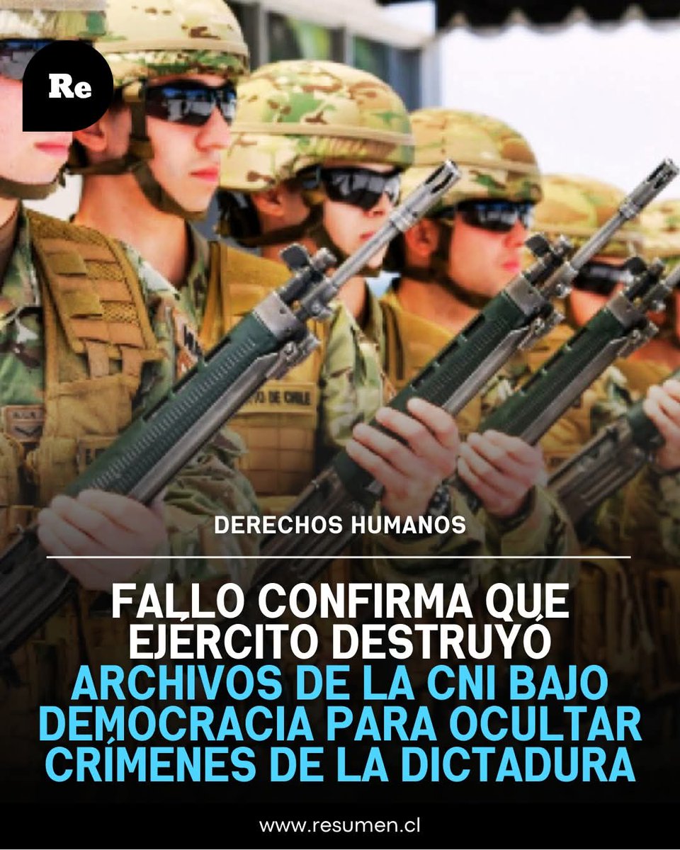 Cuando nos piden "olvidar el pasado" 👇 👇 👇 
EJERCITO DESTRUYO ARCHIVOS DE LA CNI
Se trata de la destrucción de archivos microfilmados y documentos de la Central Nacional de Informaciones, CNI, correspondientes al periodo 1980-1982, cuyo contenido fue destruido...