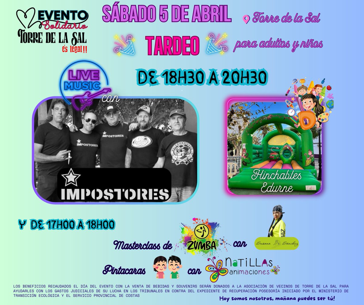 Evento Solidario Sábado 5 de Abril Torre la Sal

No al deribo, Torre la Sal es Legal !

#torrelasal