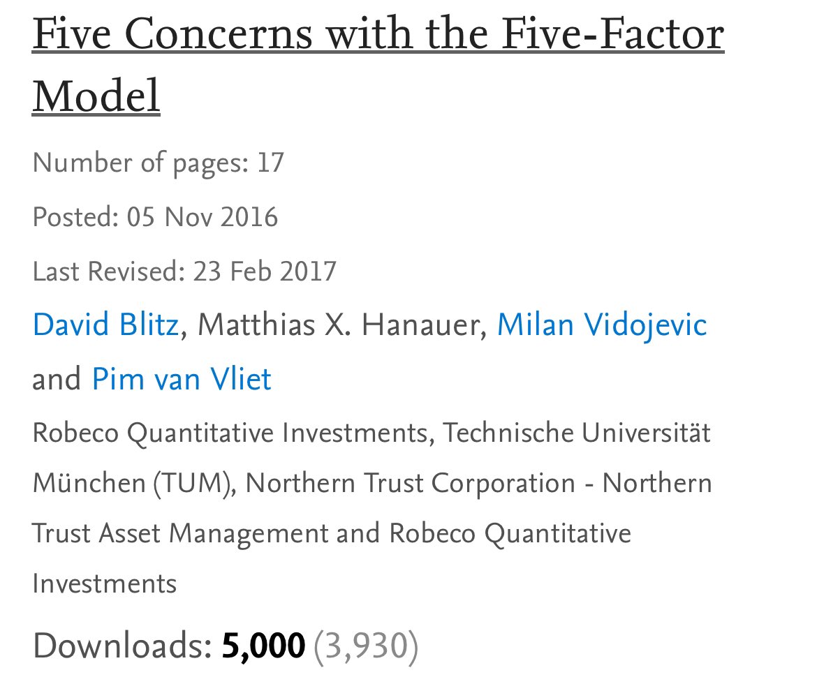 Matthias Hanauer (@hanauermatthias) on Twitter photo Five Concerns with the Five-Factor Model now at 5,000 downloads! How long do we need to go to 5,555?
<a href="/paradoxinvestor/">Pim van Vliet</a>
Free download 👇
papers.ssrn.com/sol3/papers.cf… Five Concerns with the Five-Factor Model now at 5,000 downloads! How long do we need to go to 5,555?
<a href="/paradoxinvestor/">Pim van Vliet</a>
Free download 👇
papers.ssrn.com/sol3/papers.cf…