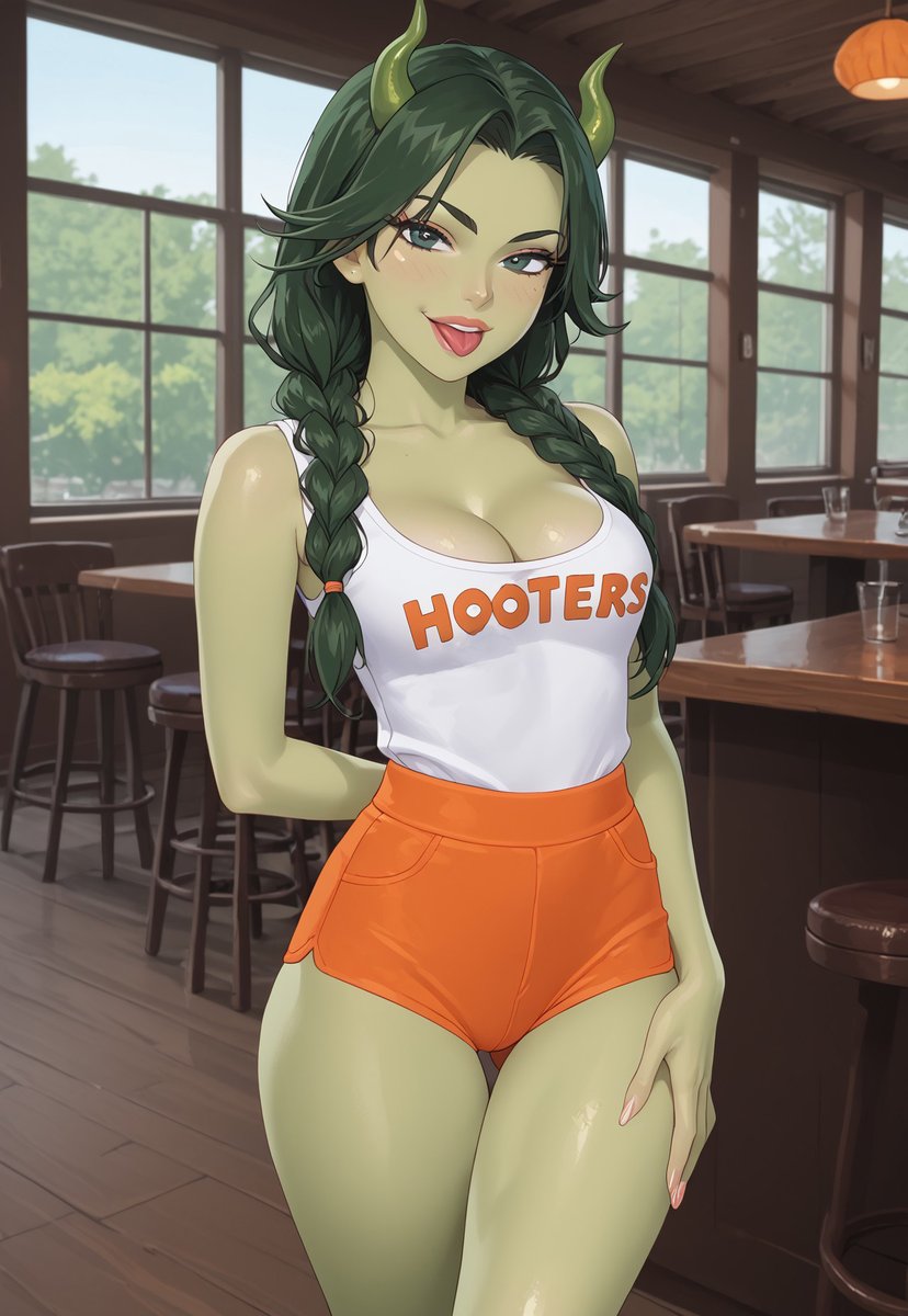 degenvish's tweet image. Recently I got a follow from @SOLANAHOOTERS and decided to try and make my pfp in Hooters outfit just for fun XD
It's not that bad, right?