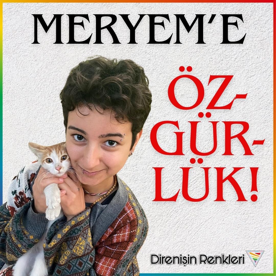 İstanbul Direnişin Renkleri'nden arkadaşımız Meryem, 2 gün önce uydurma gerekçelerle hukuksuz bir şekilde tutuklandı! 

Faşist iktidar sopa olarak tutuklamaya devam ediyor ama baskılar bizi yıldıramaz! Özgürlük ve demokrasi talebimizi dillendirmeye devam edeceğiz. Meryem'i,