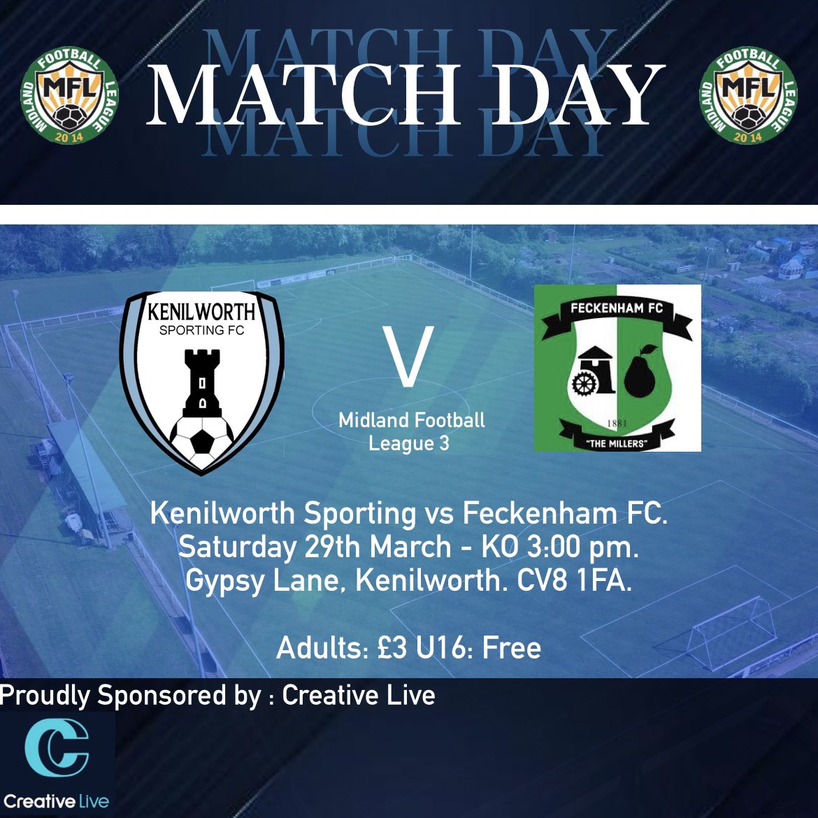 Kenilworth Sporting Football Club (@fckenilworth) on Twitter photo MATCH DAY🔵
Today we host <a href="/TheMillers1881/">Feckenham Football Club</a> in a 3pm kick off at the Lane. £3 entry, full fixture details below.
Come down and support the lads for the last home action of the 24/25 season. The bar will be open as usual.
#UTS MATCH DAY🔵
Today we host <a href="/TheMillers1881/">Feckenham Football Club</a> in a 3pm kick off at the Lane. £3 entry, full fixture details below.
Come down and support the lads for the last home action of the 24/25 season. The bar will be open as usual.
#UTS