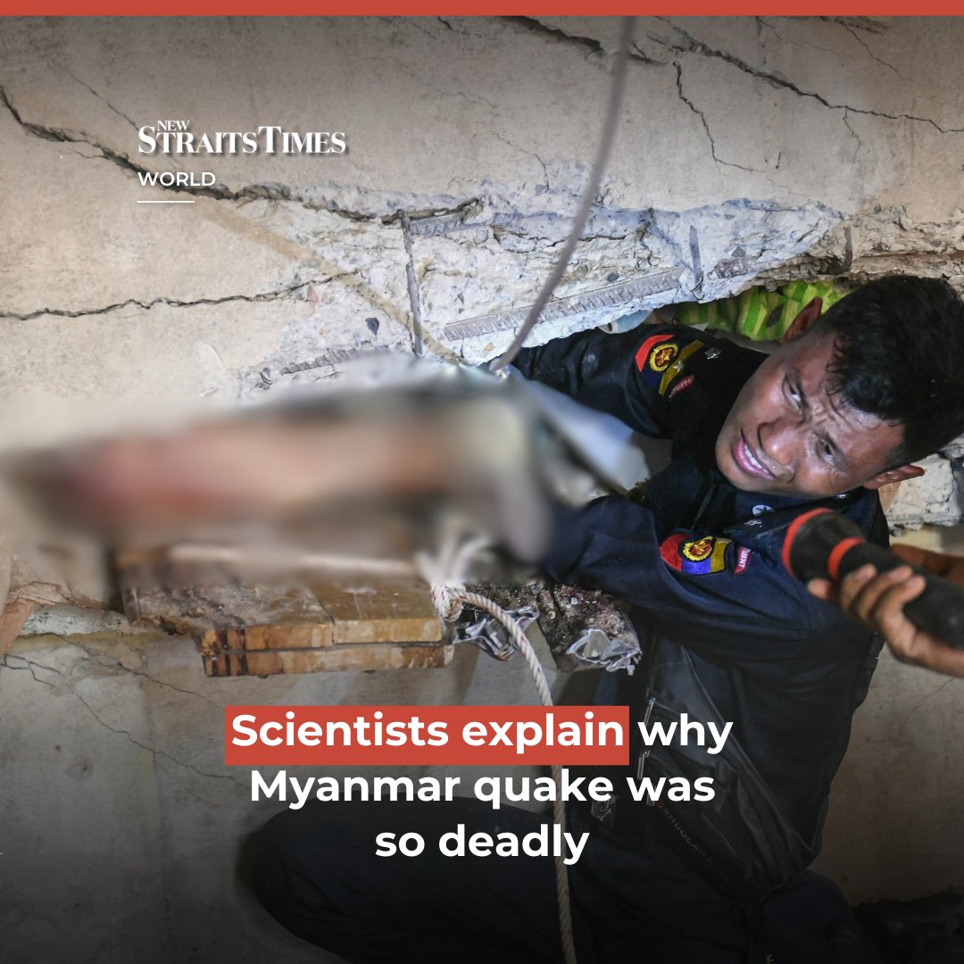 NST_Online's tweet image. #NSTAsean Experts say that the devastating earthquake in Myanmar on Friday was likely the strongest to hit the country in decades, with disaster modelling suggesting thousands could be dead.

Read more: bit.ly/4l5uUoi