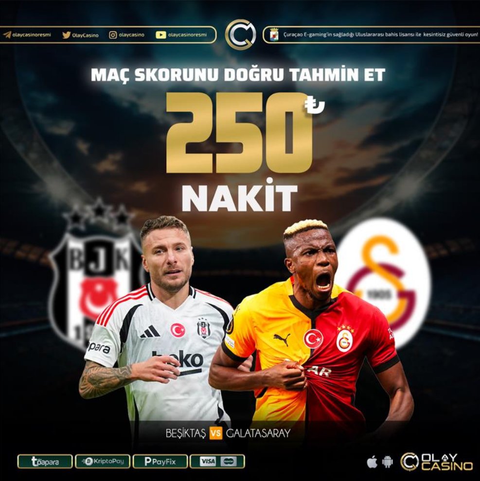 🔥 Olay Casino Skor Etkinliği

⚽️ Beşiktaş - Galatasaray maç skorunu bil ödülü kap 

📢 Katılım Şartları:
1️⃣ Kullanıcı adını yaz
2️⃣ 3 arkadaşını etiketle
3️⃣ RT ve FAV yap
4️⃣ #OlayCasino hashtag ekle

🏆 Büyük ödülü kazanmak için tahminini gönder!
l24.im/TBsS
