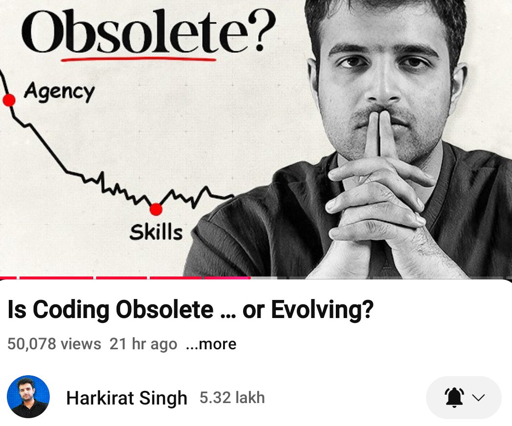 sameer_techzone's tweet image. High-agency devs don&apos;t just write code they own solutions. Be one 🚀

In a world where Ai is automating coding tasks, companies will pay for 
Computer architecture 
Compiler design
DBMS
Operating system etc

Thank you @kirat_tw for explaining it very well