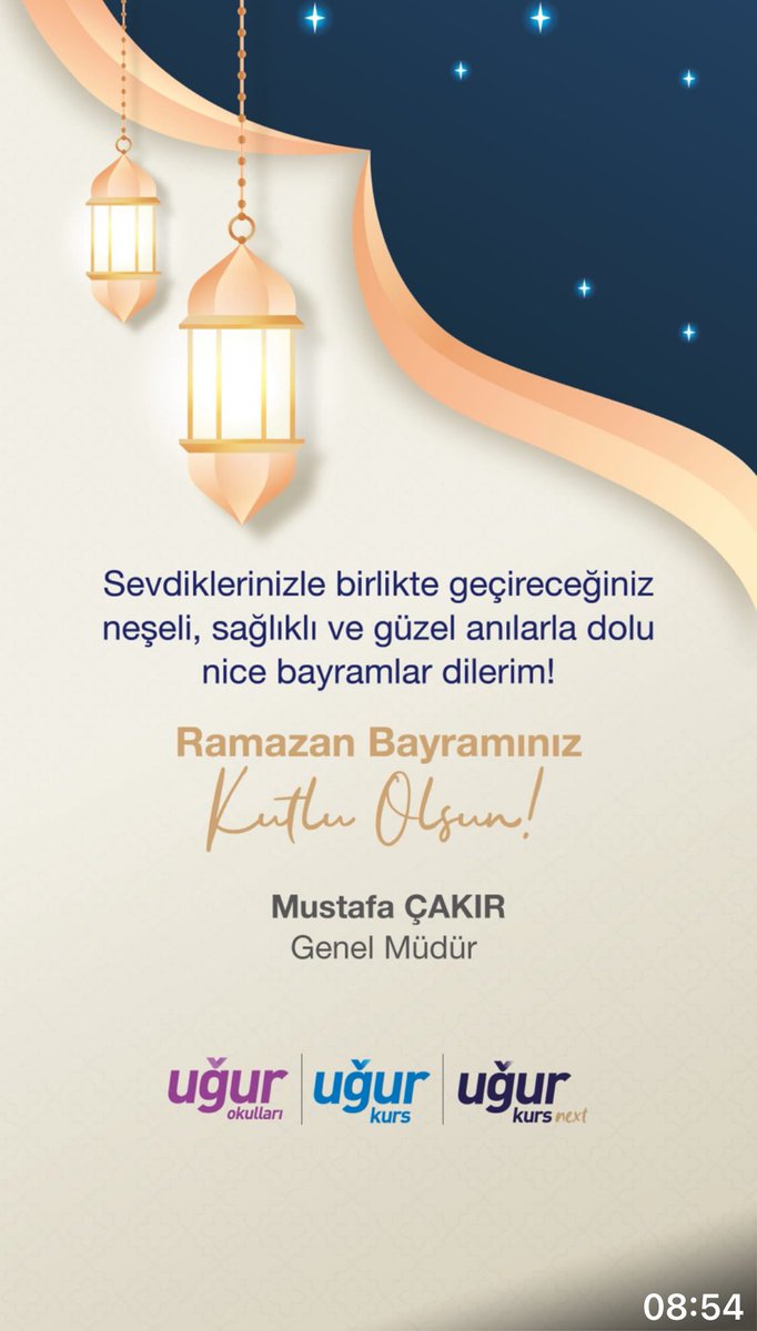 “Rahmet ve bereket ayı Ramazan’ın ardından, sevdiklerinizle birlikte sağlık, huzur ve mutluluk dolu bir bayram geçirmenizi dilerim. 

Bayramın birlik ve beraberliğimizi güçlendirmesi, gönüllerimize sevgi ve huzur getirmesi dileğiyle… Ramazan Bayramınız mübarek olsun!”
