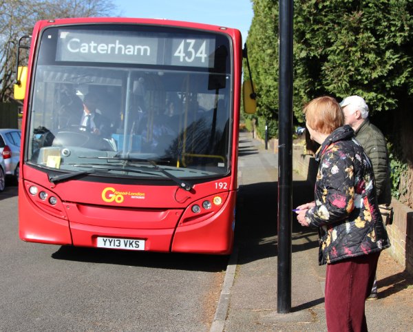 At last 434 BUS IS HERE! It's been a long time coming (12 years +) Today at Wattendon Road, Kenley, the times to Purley are around 25 &amp; 55 minutes past the hour and to Caterham on the hour and half hour.