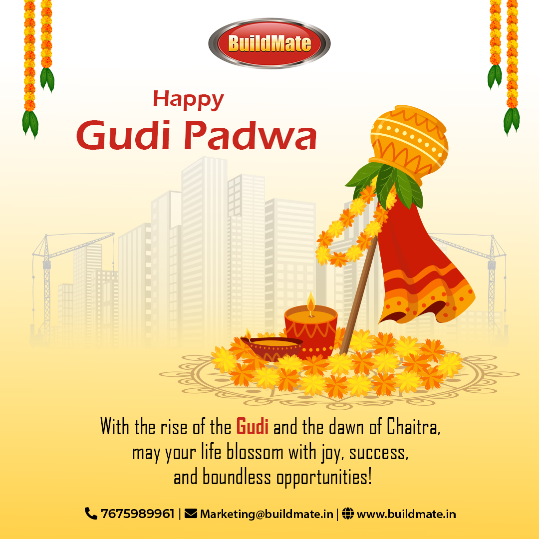 buildmate_india's tweet photo. Wishing You a Very Happy Gudi Padwa!
Gudi Padwa is a special festival that marks the beginning of the Hindu New Year and the arrival of spring.
#HappyGudiPadwa #NewYear #FestivalOfProsperity #GudiPadwaCelebrations #BuildMate #Prosperity #StrongFoundations #BuildmateProjects https://t.co/EOa3RZG47N