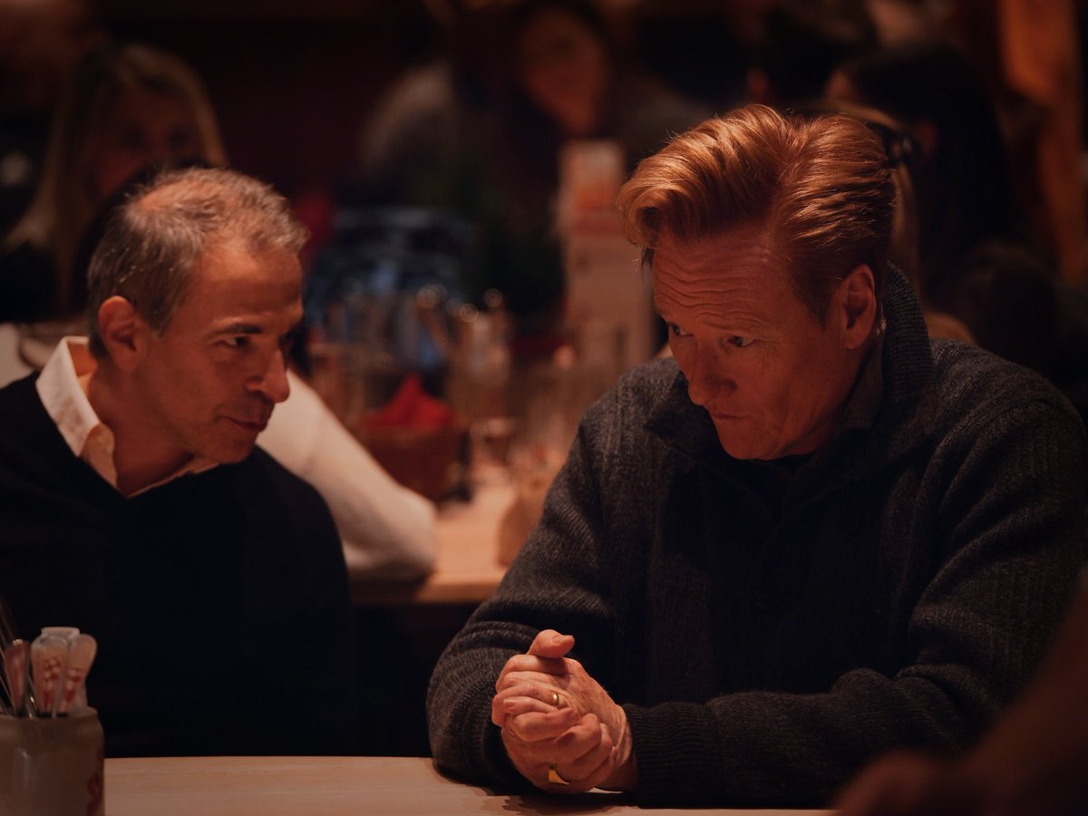 ConanOBrien's tweet image. .@JordanSchlansky and I are filming the Austrian remake of "Heat". I'm playing both Pacino and De Niro. #ConanOBrienMustGo