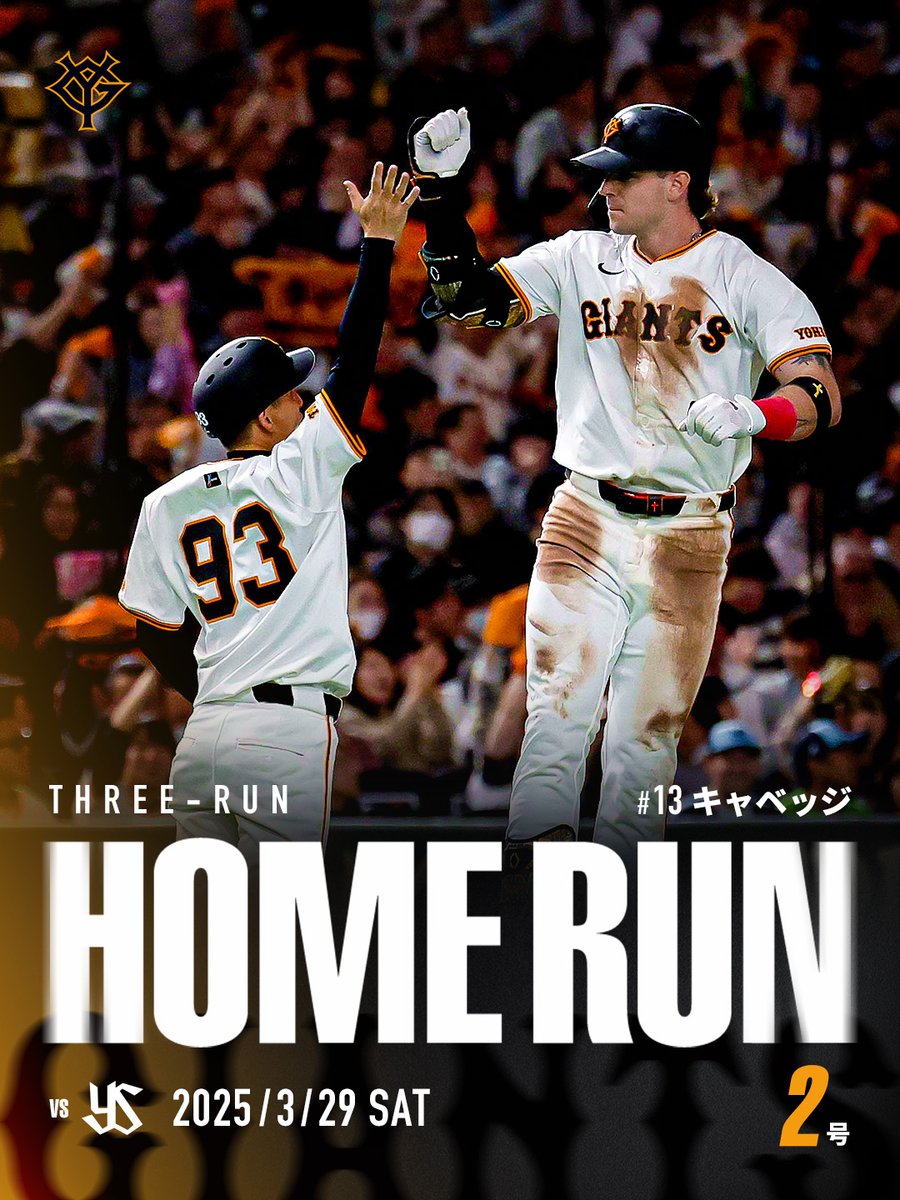 【一軍】vs ヤクルト
東京ドーム
(三回) G 10-0 S

キャベッジ選手の3ランホームラン！

試合はGIANTS TVで生配信！
tv.giants.jp

#新風 #ジャイアンツ