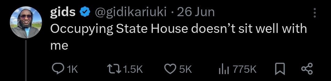 But bro, Kenyans wanted to finish the assignment but most of you were given chumes to discourage people from going to state house. Personally I was offered Ksh. 30 Million to blame Riggy G and discourage people from going to state house but I refused. The same night I posted that