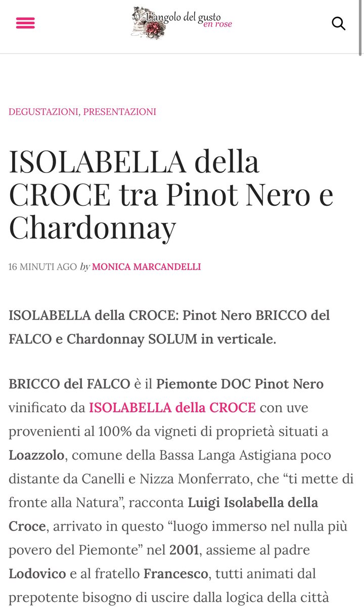 missaglia_sara's tweet photo. 🙏🏻 Grazie a Monica Marcandelli per l’articolo dedicato al racconto in verticale della cantina Isolabella della Croce.
https://t.co/EYMQHNtxpO
#IsolabelladellaCroce #PinotNero #Chardonnay #MonicaMarcandelli #LAngolodelGusto #wineandeaffine https://t.co/uN8PL24gX6