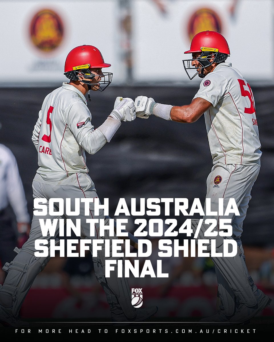 HISTORY!

The highest successful fourth-innings chase in #SheffieldShield final is complete and South Australia are champions again 👉 bit.ly/3EbbYUu