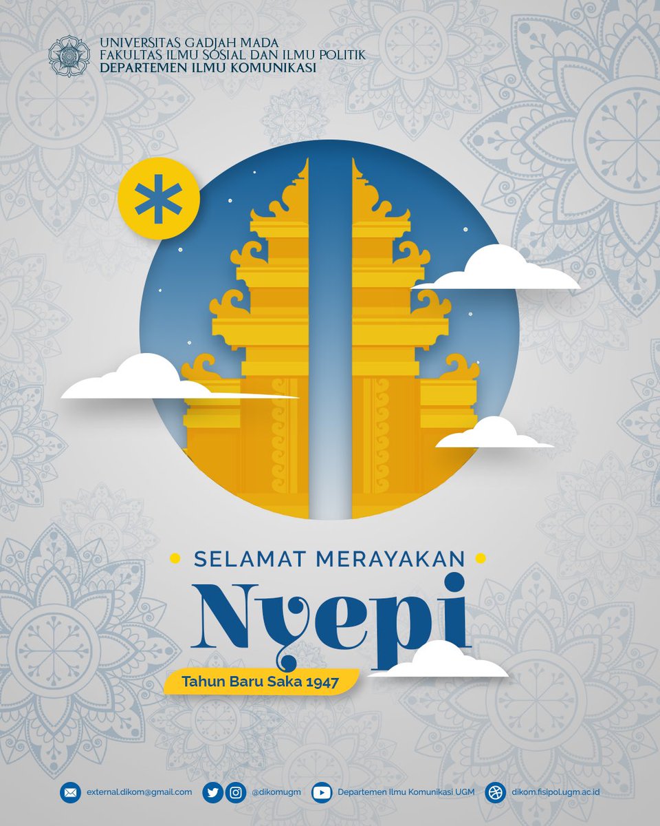 dikomugm's tweet image. Selamat merayakan Hari Raya Nyepi Tahun Baru Saka 1947 ✨

Semoga kedamaian selalu menyertai ☘️

#dikomugm 
#fisipolugm 
#ugmyogyakarta