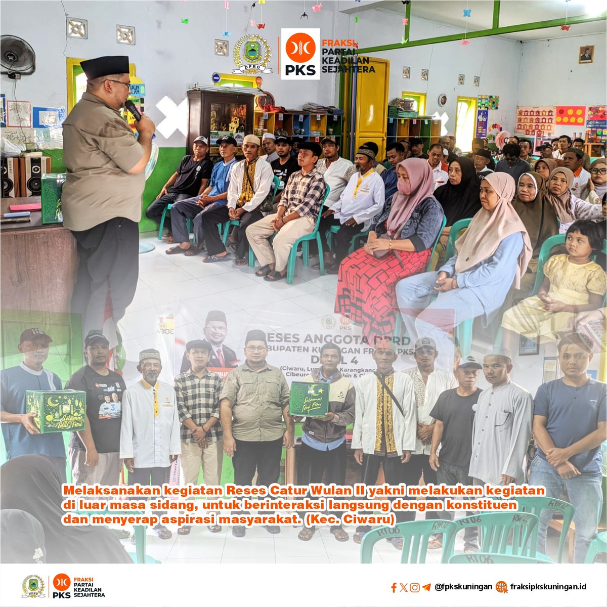 fpkskuningan's tweet photo. [RESES II ALEG FPKS]

Wawan Romliansah, S.Pd.I Anggota DPRD Kabupaten Kuningan Dapil 4 dari Fraksi PKS, melaksanakan kegiatan Reses Catur Wulan II dengan menggelar penyerapan aspirasi masyarakat di tiga titik strategis di daerah pemilihannya.

#fraksipksdprdkuningan #reses https://t.co/flL43Gu0LG