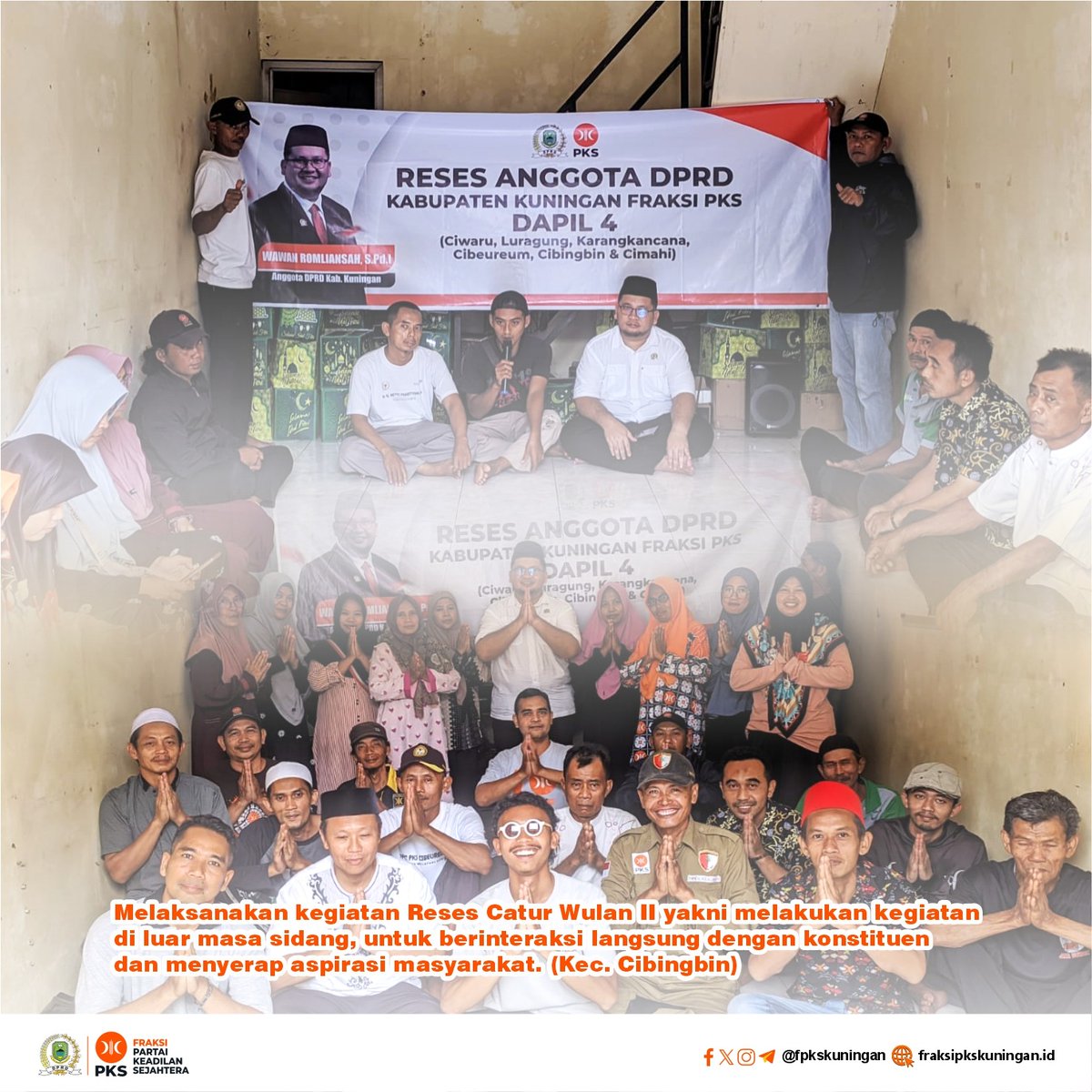 fpkskuningan's tweet photo. [RESES II ALEG FPKS]

Wawan Romliansah, S.Pd.I Anggota DPRD Kabupaten Kuningan Dapil 4 dari Fraksi PKS, melaksanakan kegiatan Reses Catur Wulan II dengan menggelar penyerapan aspirasi masyarakat di tiga titik strategis di daerah pemilihannya.

#fraksipksdprdkuningan #reses https://t.co/flL43Gu0LG