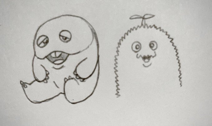 うろ覚えで描いたガチャピンとムックです 