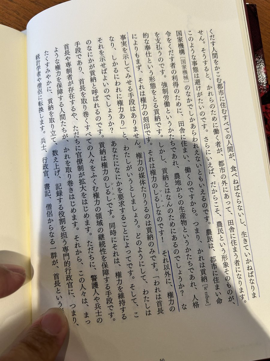 et_toi's tweet photo. 貢納は権力のしるし by ピエール・クラストル

なるほど、税を誰に支払うのか、そして、その支払い先が権力の在処なのか。

主権が人民にあるという時、
その税を使う権利が人民にあればそれはまさに人民主権だが、
国家がその権利を持つのなら、権力は国家が握っていることになる。 https://t.co/91ZvusJz6U