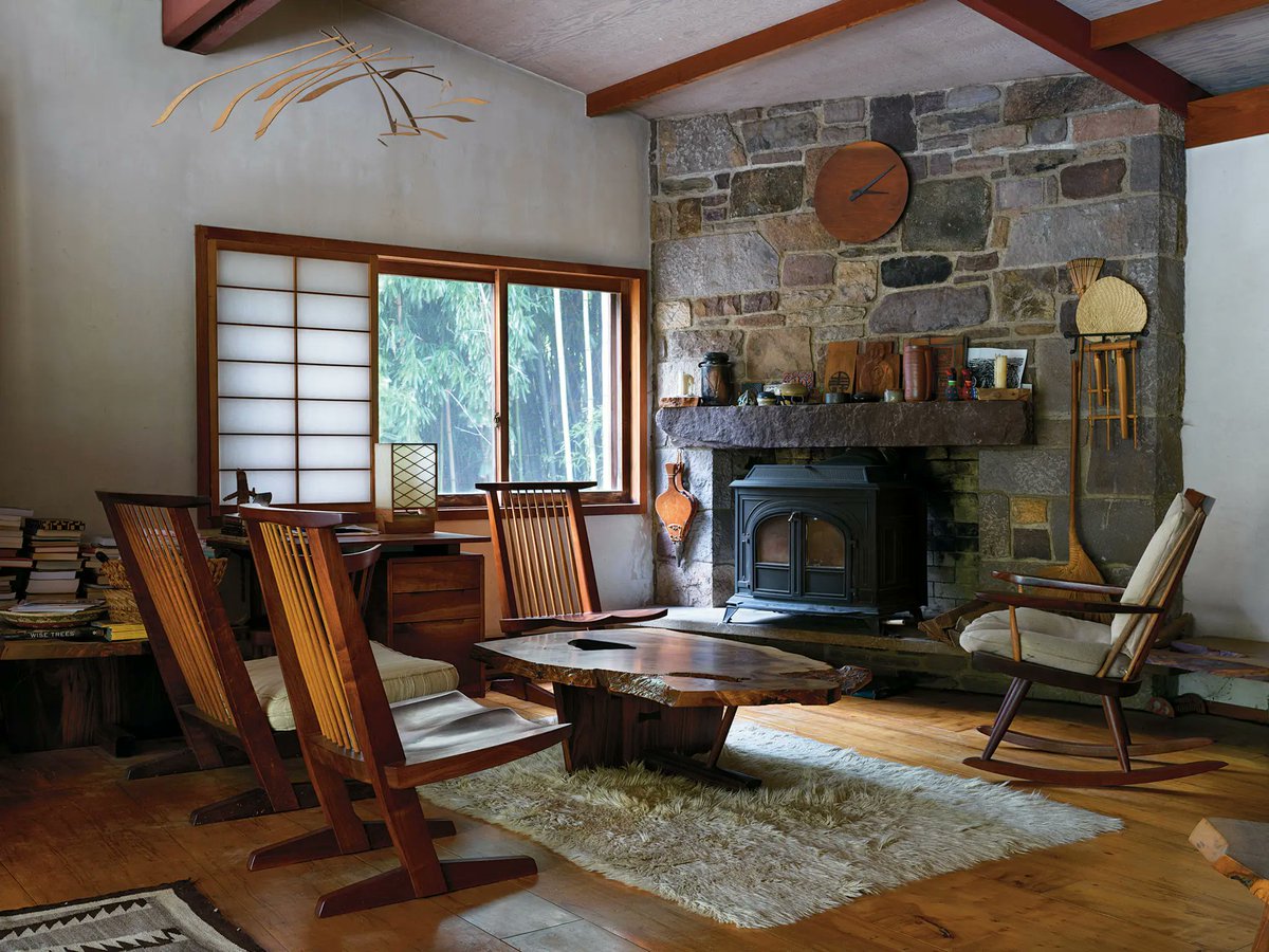 dieworkwear's tweet photo. Homes of Kevin and Mira Nakashima, children of George Nakashima. Photos via The New York Times https://t.co/VTs5uTh6eL
