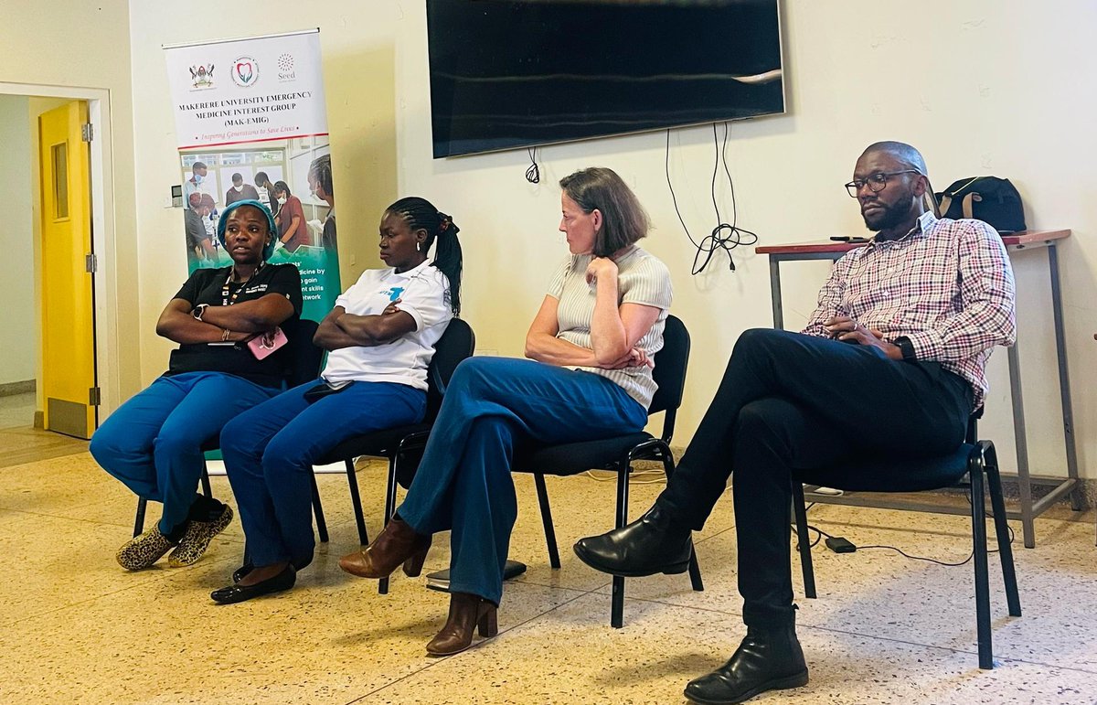 EMInterestMak's tweet photo. 🩺Emergency Medicine Career Workshop. With the best faculty; Dr. Mary Ellen L., Dr. Joseph Kalanzi and Dr. Anne K. 
Special guests: Dr. Doreen Okong and Dr. J.Kasumba.
A golden opportunity for med students to be guided by the Experts of this field. 
@EmMakerere #emergencymedicine https://t.co/NlV3Ix9UY7