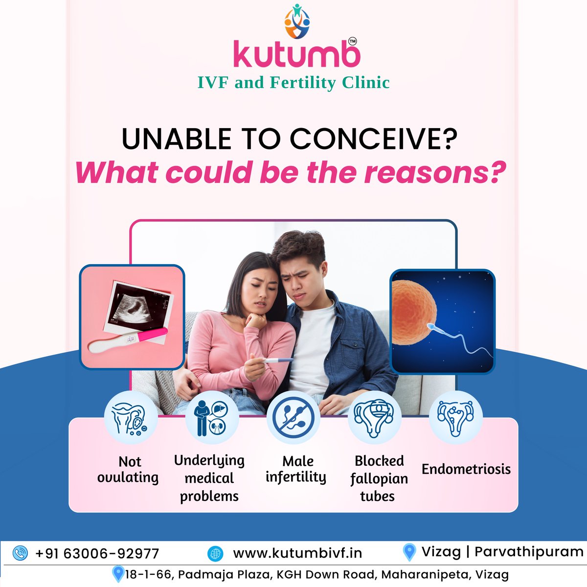 UNABLE TO CONCEIVE?
What could be the reasons?

#FertilitySupport #KutumbIVF #HopeForParenthood #IVFJourney #TryingToConceive #pregnancy #parenthood #ivf #ivfcost #testtubebaby #testtubebabycentre #ivftreatment #ivftreatmentprocess #ivfclinic #bestivfclinic #ivfcentre #vizag