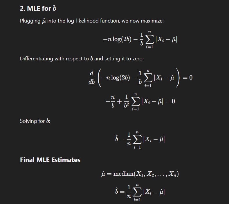 probnstat's tweet image. Computing the Maximum Likelihood Estimator of the Laplace Distribution:
