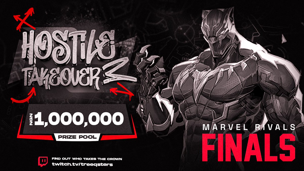 IT’S FINALS MATCHDAY!

After intense battles, it all comes down to this! The Marvel Rivals Finals are here—who’s taking the crown?

Tune in LIVE NOW at twitch.tv/treeqsters and witness gaming history!

#HostileTakeover #MarvelRivals #Esports #GamingTournament #Treeqsters