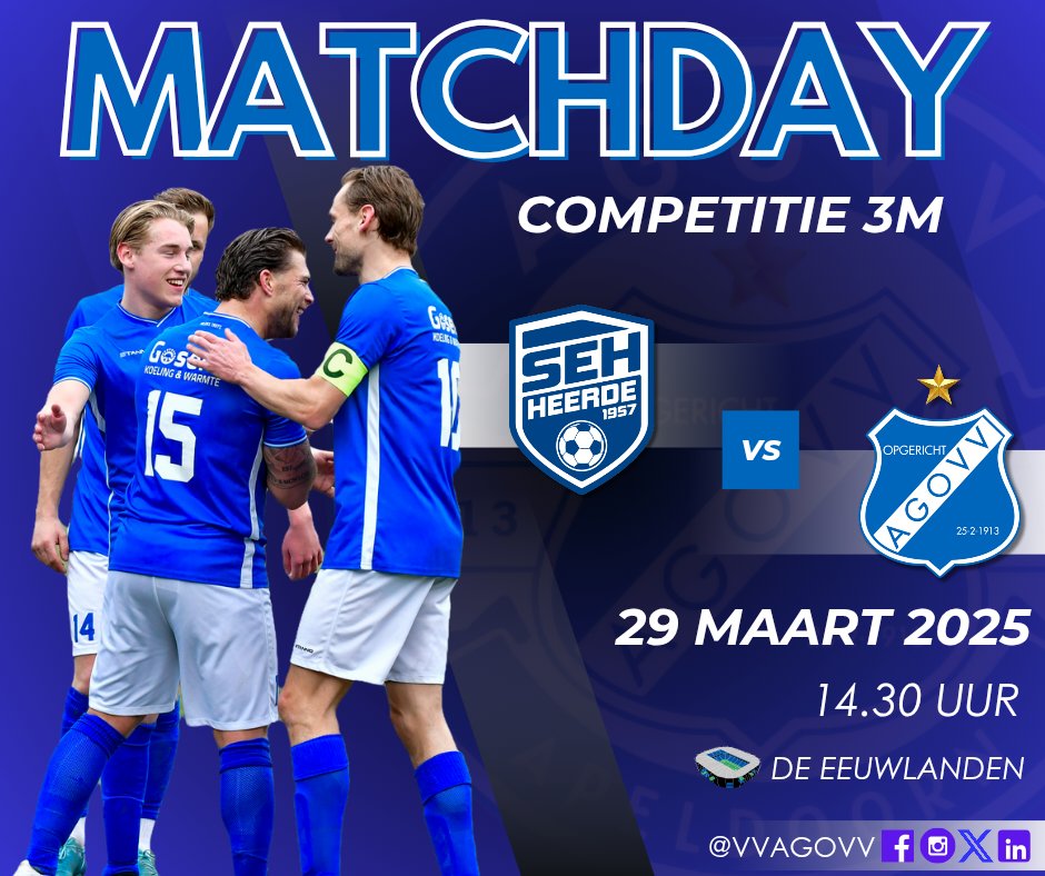 𝕄𝔸𝕋ℂℍ𝔻𝔸𝕐 | AGOVV en SEH lijken op voorhand aan elkaar gewaagd

⚔️ <a href="/vvSEH/">v.v. S.E.H. ⚽️</a>
🕞 14.30 uur
🏟 De Eeuwlanden
📍 Heerde
👮‍♂️ R.Letchert
⬇️
agovv.nl/1/1855/agovv-e…