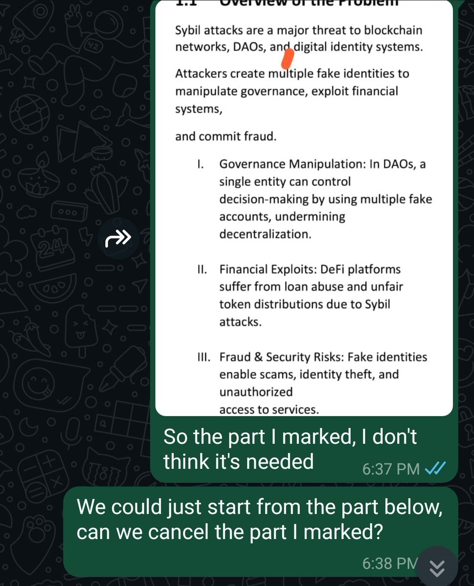 clarascriva's tweet photo. I was able to write a thread, tweet, and make corrections to our project's whitepaper.

Our project, @Web3Dentify aimed to create a blockchain- and AI-powered identity verification system to combat Sybil attacks. Our goal was to ensure the security and immutability identity data https://t.co/Zz8mINvm20