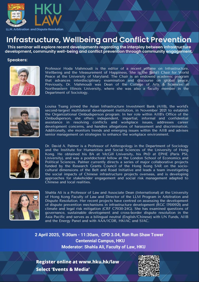 Next Wednesday @HKU. please register to reserve a place. #infrastructure #conflictprevention #CommunityEngagement