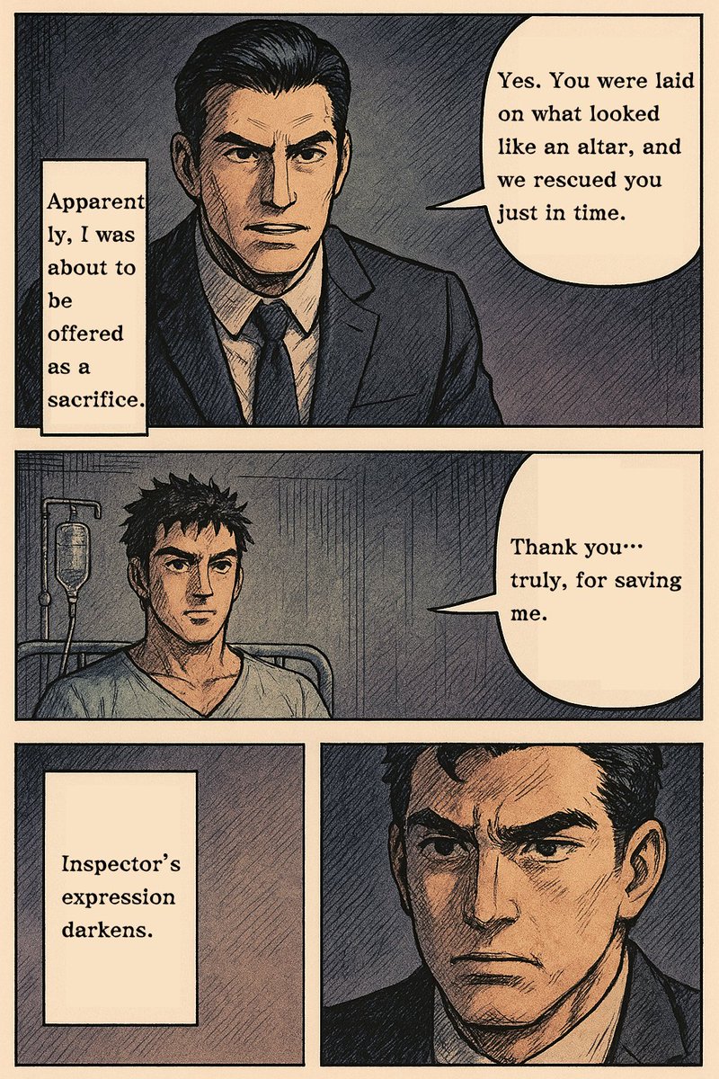 Hal_Proj's tweet photo. 🧠 I created a short horror manga using ChatGPT's image generation.
📘 Title: “Returning It to You”
A 4-page story that slowly gets under your skin…
The dialogue was edited manually via Canva,
but the story itself is based on a short horror tale I wrote years ago — completely original.
#ShortHorrorComic #AIGeneratedArt #HorrorManga #MadeWithChatGPT #OriginalStory