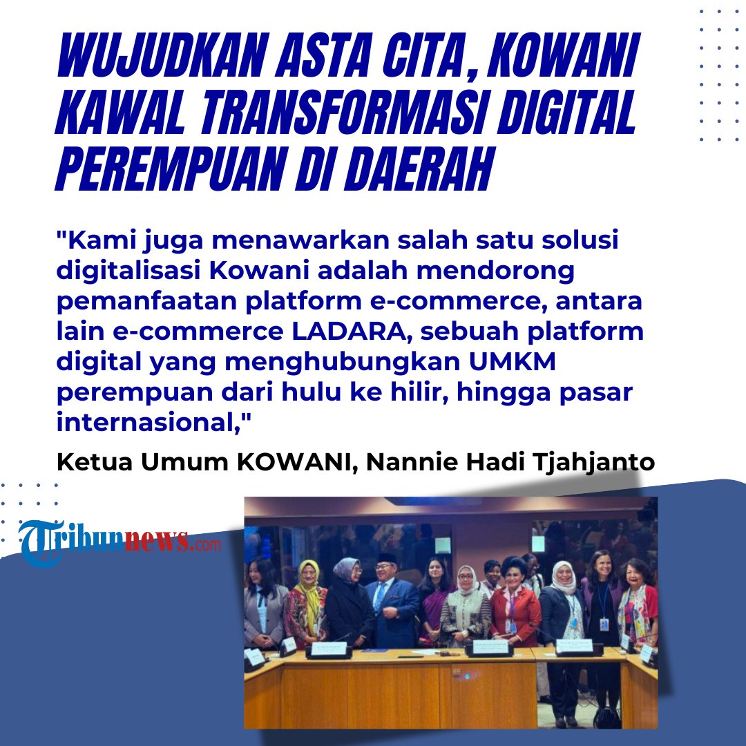 KOWANI kawal tranformasi digital.

Nannie Hadi Tjahjanto 
#JagaIndonesia #HadiTjahjanto