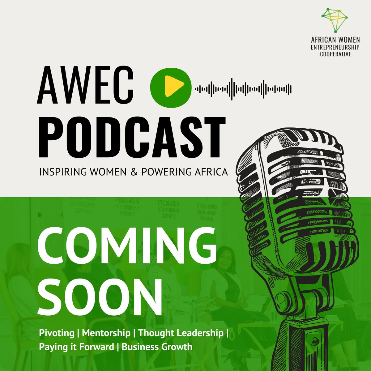 WeAreAWEC's tweet image. AWEC Podcast: Inspiring Women &amp;amp; Powering Africa! 🎙️ 

We’re launching the  AWEC Podcast at the General Assembly! Get ready for powerful stories of resilience, success &amp;amp; innovation. 

What topics should we cover? 

🎧 Subscribe now: ow.ly/aEMz50VqUlg

#AWECPodcast